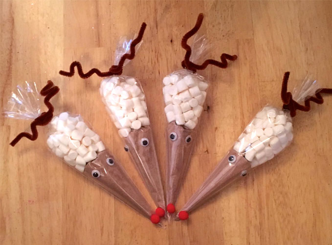 reindeer hot chocolate cones